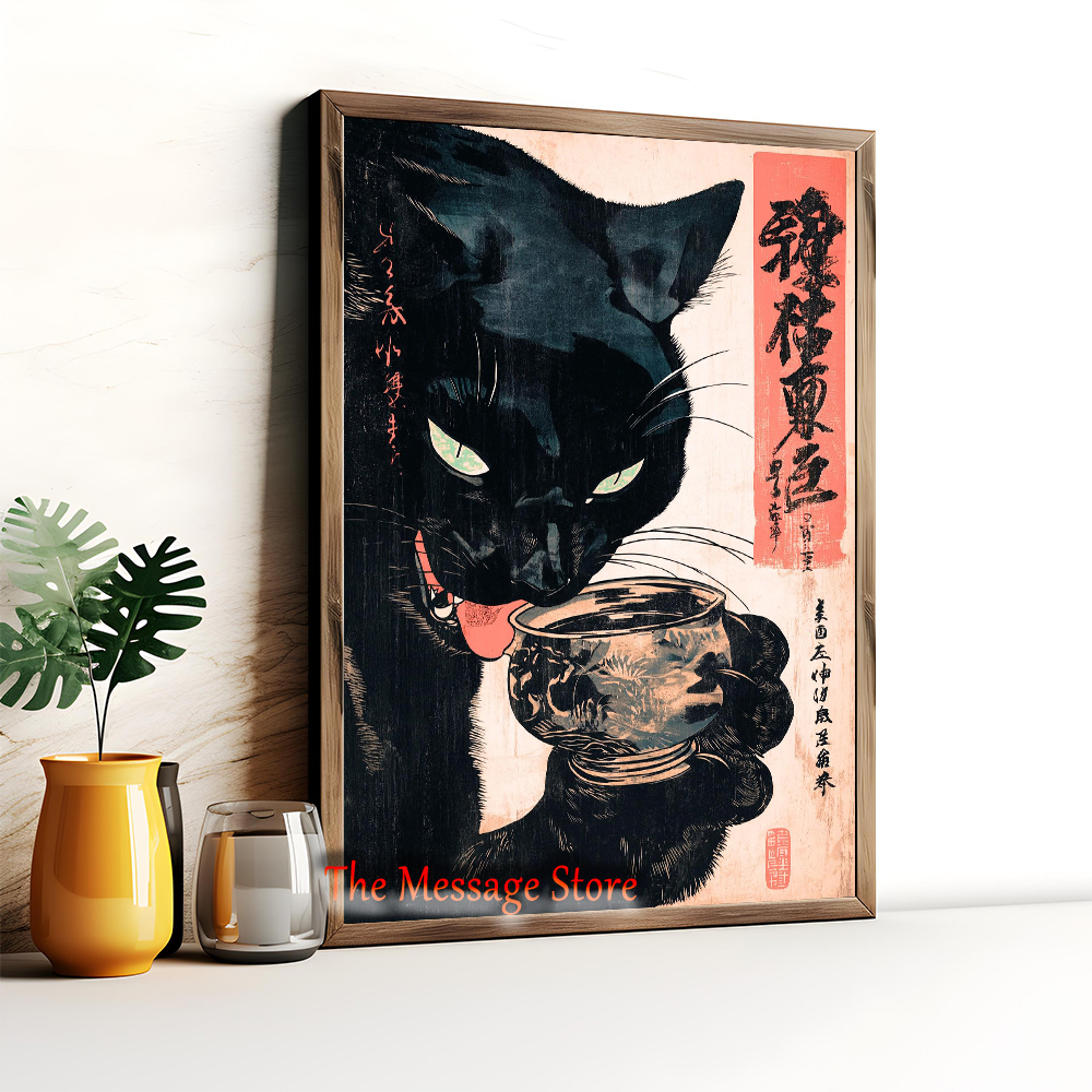 Japanese Quirky Cat Drinking A – обзор и цена Japanese Lifestyle Home